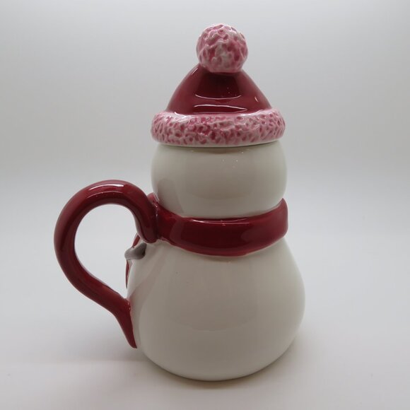 Christmas 12 oz Ceramic Snowman Tea Coffee Mug Cup Starbucks Holiday 2006 Lid - Picture 8 of 16